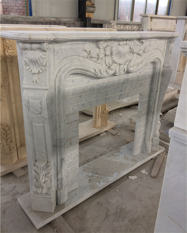 White Carrara Marble Fireplace