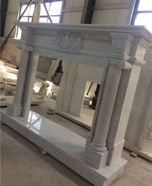 White Carrara Marble Fireplace