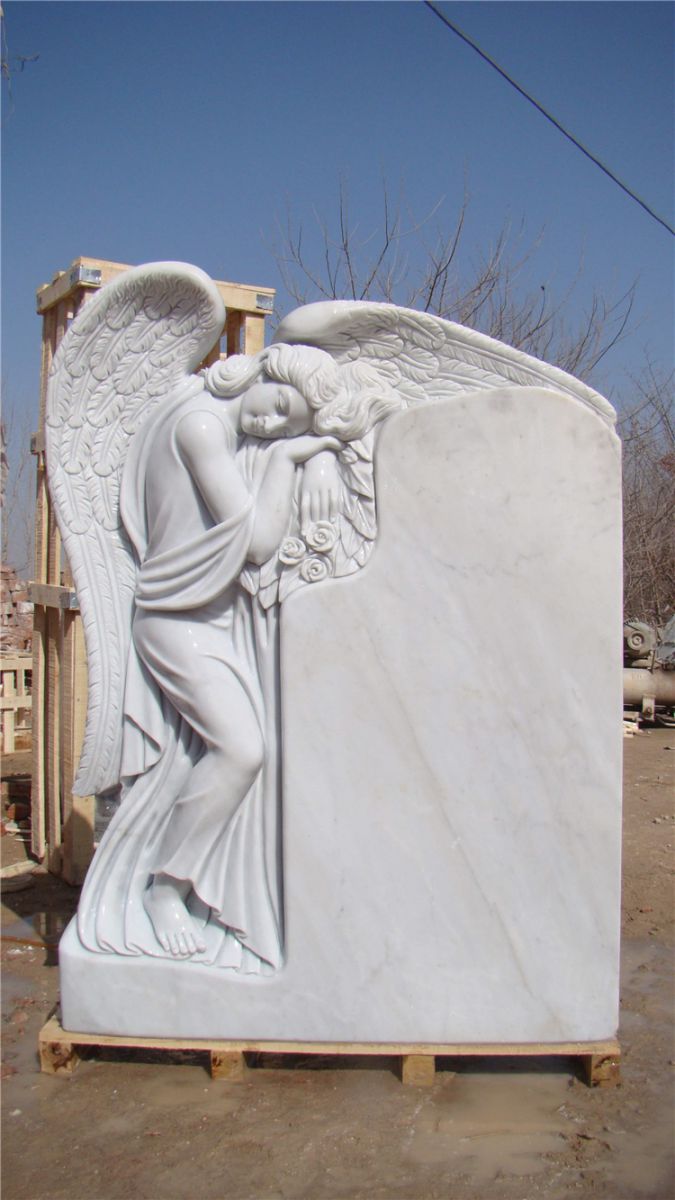 China Angel Etching White Marble Engraved Headstone & Monument