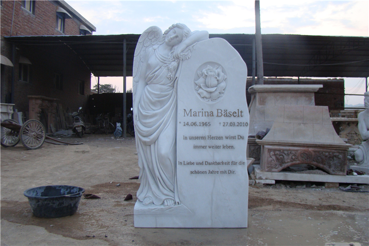 China Angel Etching White Marble Engraved Headstone & Monument