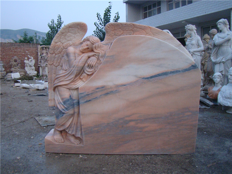 China Angel Sleeping Sunset Marble Tombstone Hand Carved Gravestone