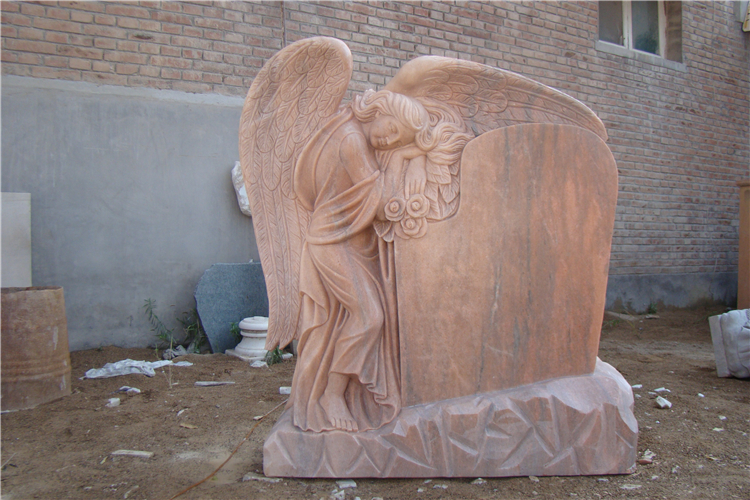 China Angel Sleeping Sunset Marble Tombstone Hand Carved Gravestone