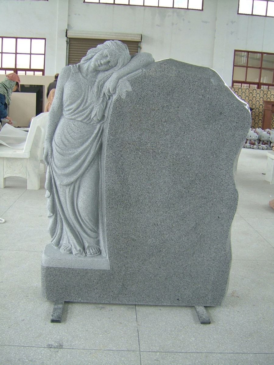 Light Gray Granite Angel Monument