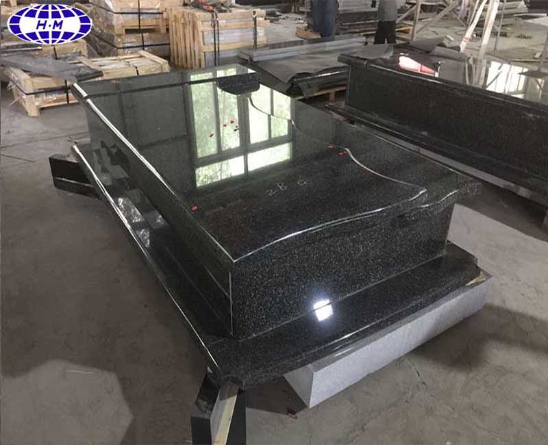 Large Black Granite Headstone with Sculpture