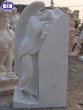China Angel Etching White Marble Engraved Headstone & Monument