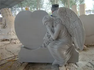 China Angel Etching White Marble Engraved Headstone & Monument