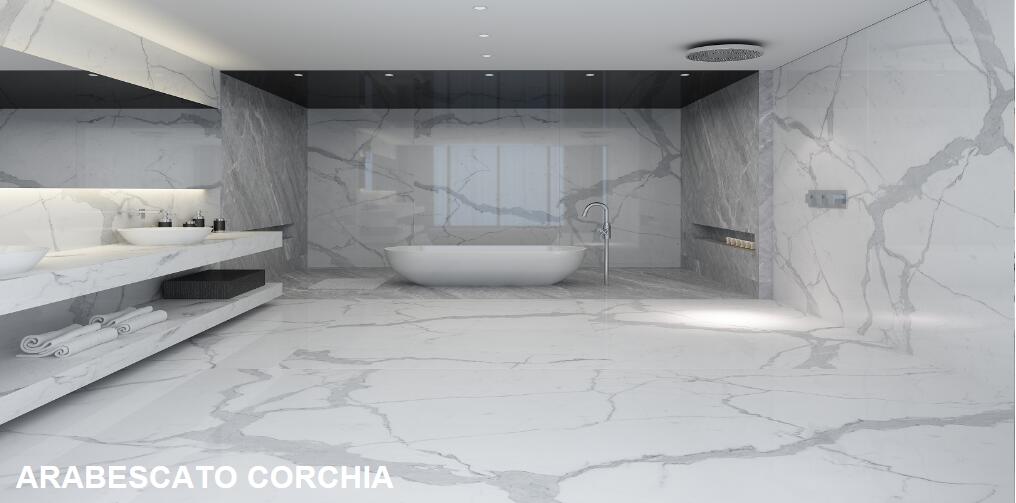 China Polished Glazed Arabescato Marble Porcelain Tiles