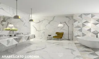 China Polished Glazed Arabescato Marble Porcelain Tiles