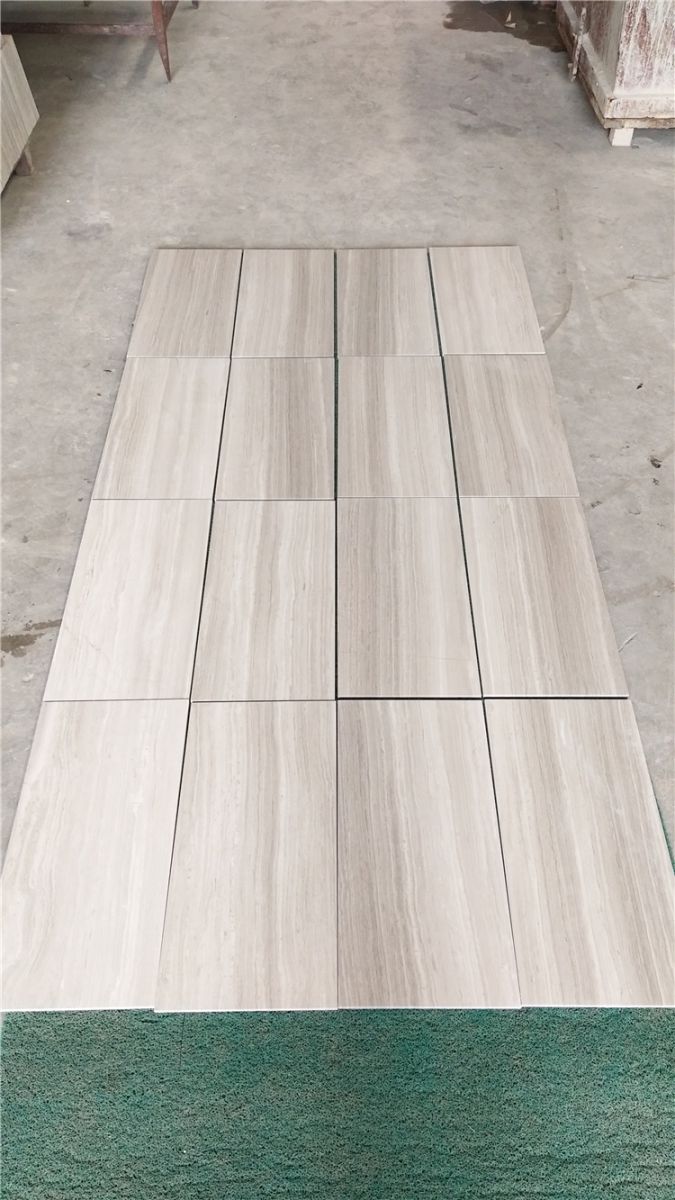 China White Wooden Marble Slab, White Wooden Veins Marble Tile