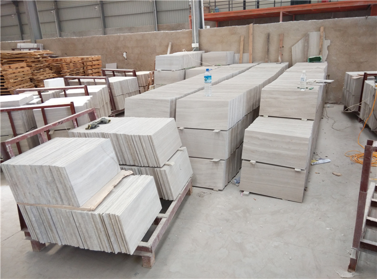 China White Wooden Marble Slab, White Wooden Veins Marble Tile