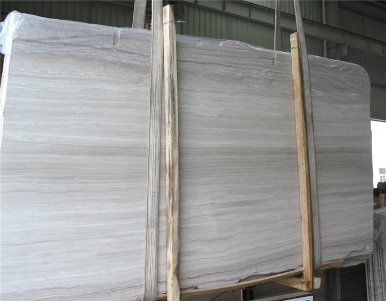 China White Wooden Marble Slab, White Wooden Veins Marble Tile