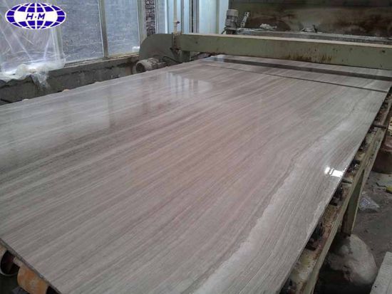 China White Wooden Marble Slab, White Wooden Veins Marble Tile
