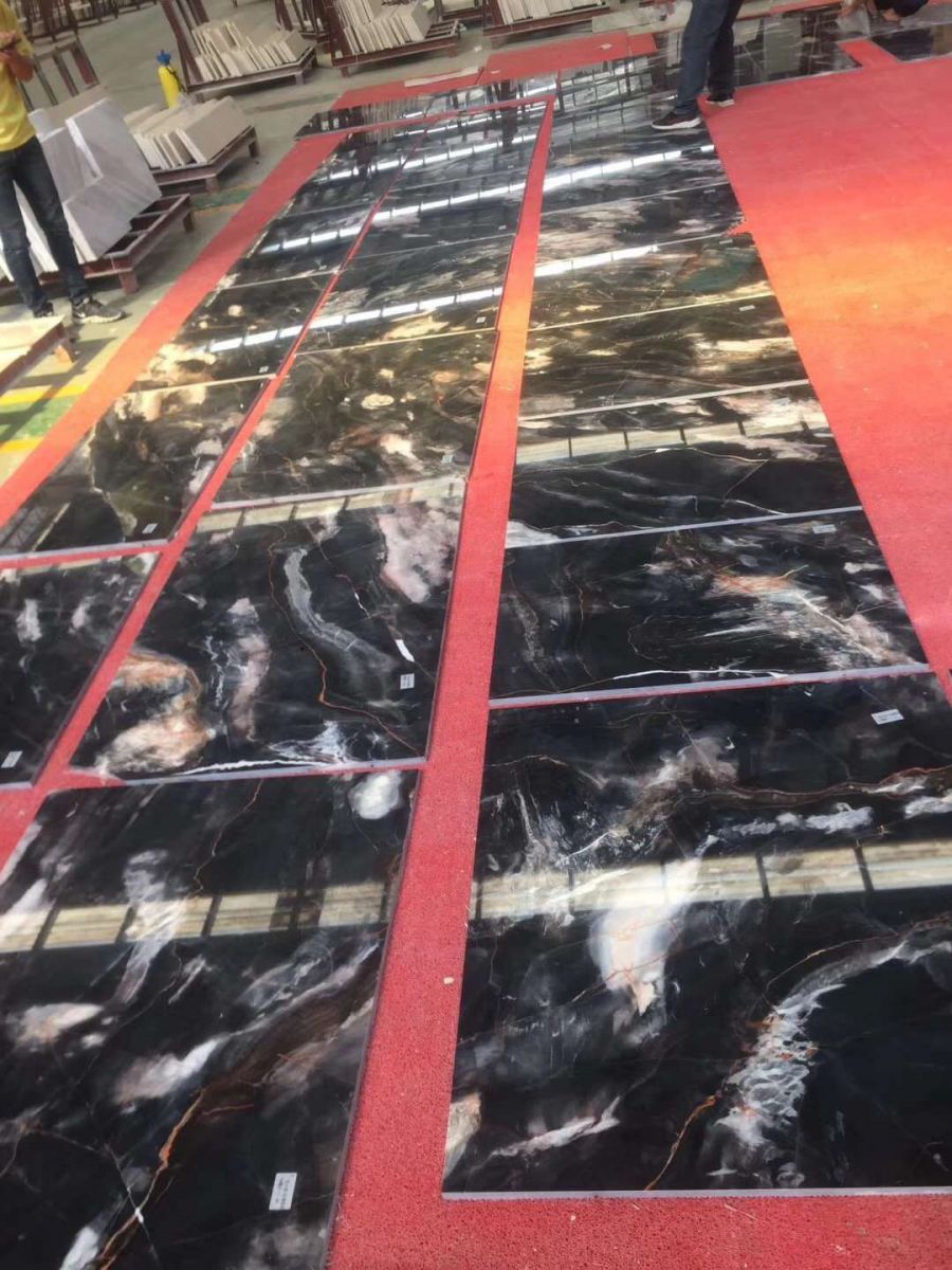 Gorgeous Veins Black Marble Slabs, Black & White Marble Tiles