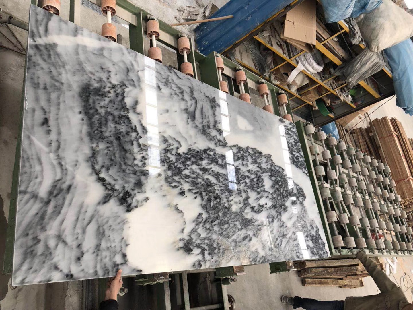 Ink Landscaping White Marble Slabs, Tiles