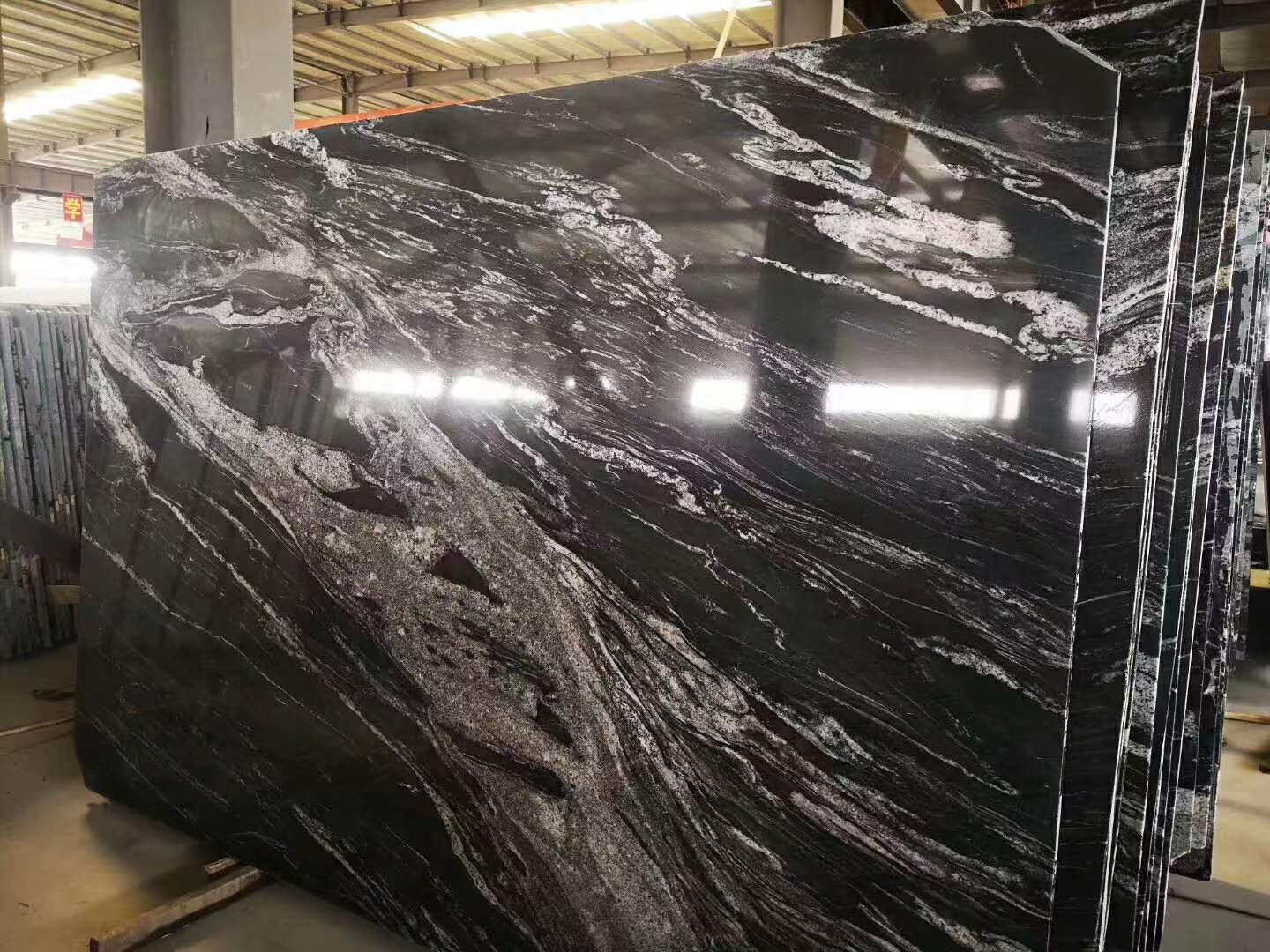 Misty Black Marble Slabs, Tiles