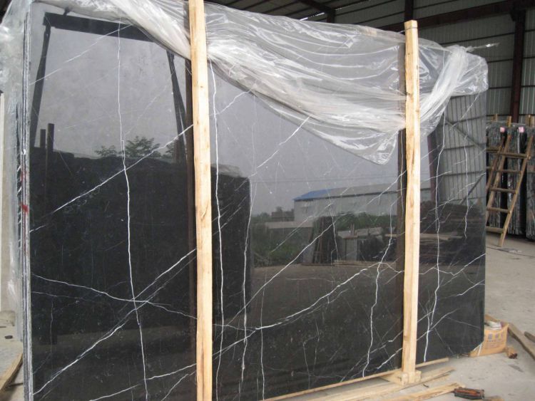 Nero Marquina Marble Slabs, Nero Marquina Black Marble Tiles