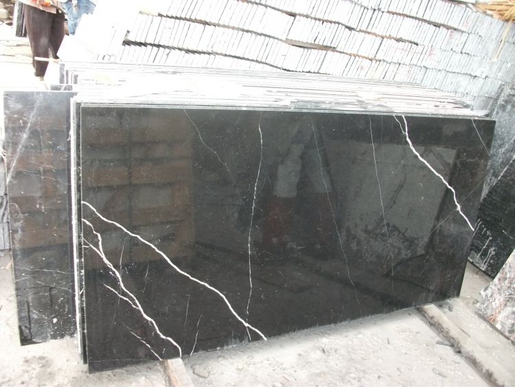 Nero Marquina Marble Slabs, Nero Marquina Black Marble Tiles