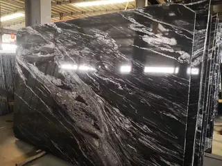 Misty Black Marble Slabs, Tiles
