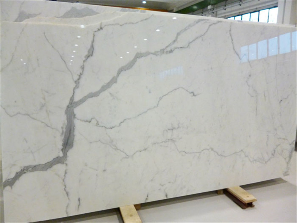 Italy White Statuario Marble Slab for Wall Decoration, Countertop