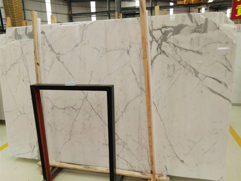 Italy White Statuario Marble Slab for Wall Decoration, Countertop