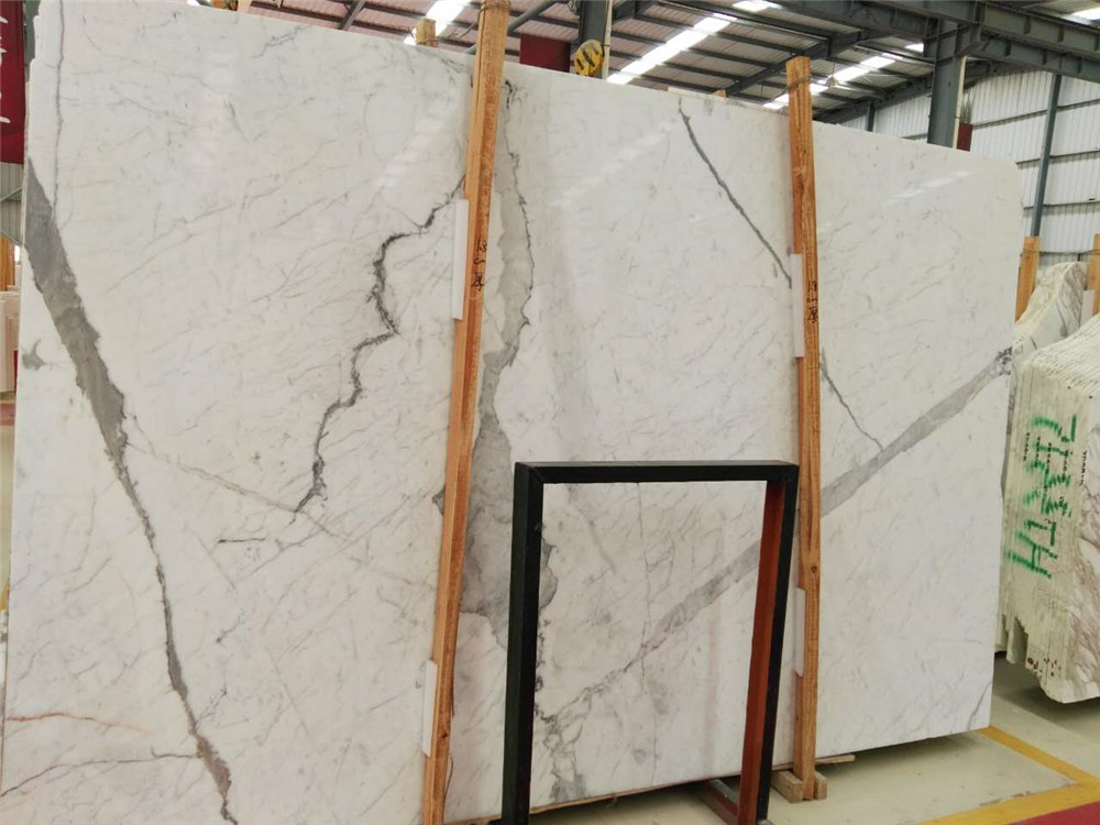 Italy White Statuario Marble Slab for Wall Decoration, Countertop