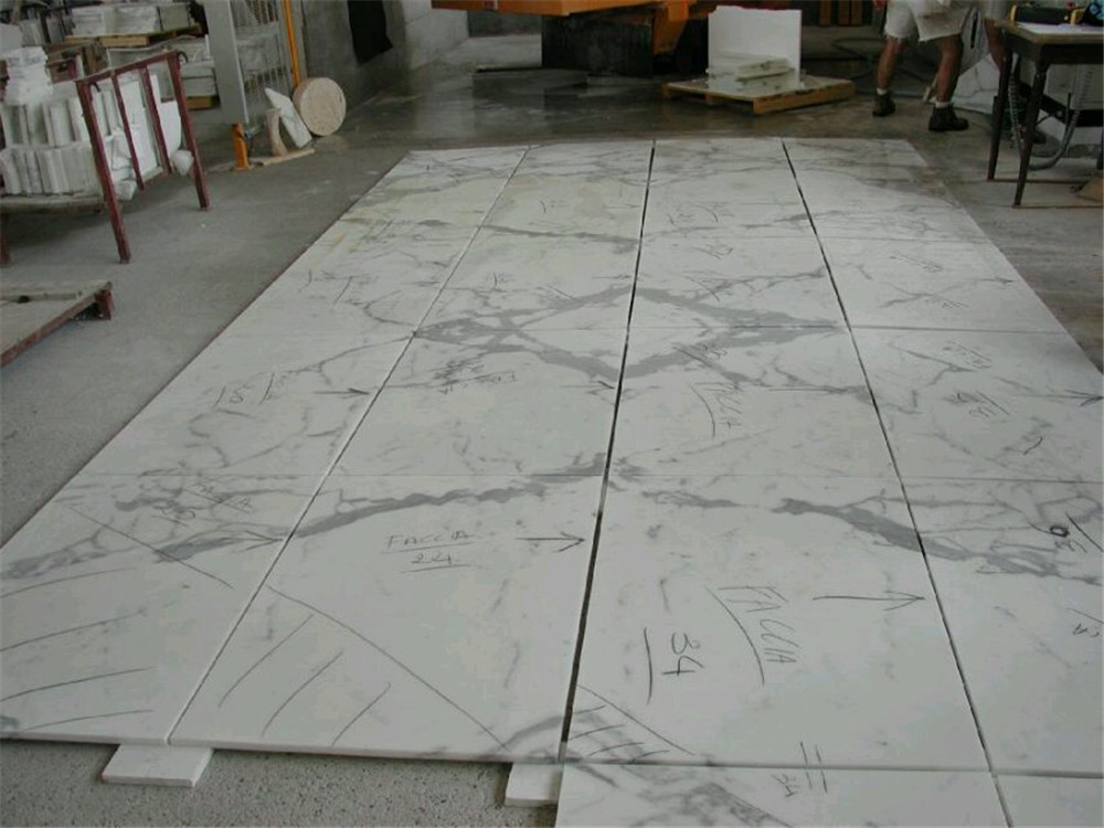 Italy White Statuario Marble Slab for Wall Decoration, Countertop