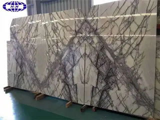Book Matched Milas Lilac Marble Slabs, with Heavily Grey Veins