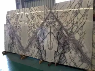Book Matched Milas Lilac Marble Slabs, with Heavily Grey Veins