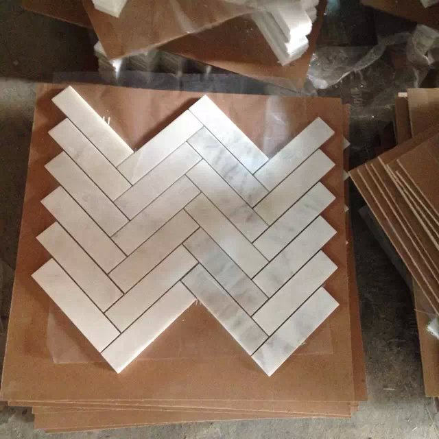 Carrara Herringbone Mosaic Tile