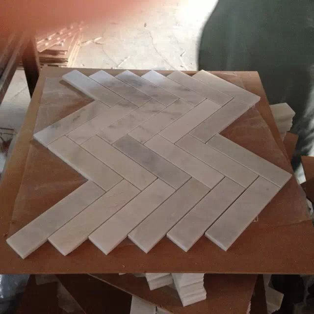 Carrara Herringbone Mosaic Tile
