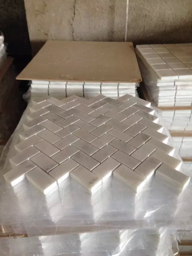 Carrara Herringbone Mosaic Tile