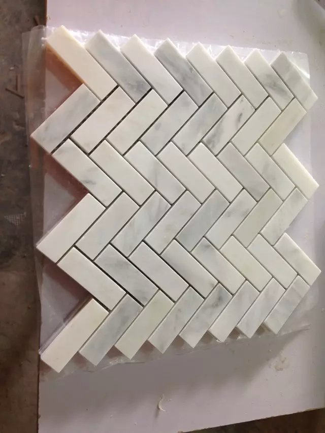 Carrara Herringbone Mosaic Tile