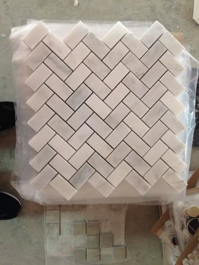 Carrara Herringbone Mosaic Tile