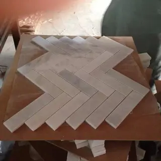 Carrara Herringbone Mosaic Tile