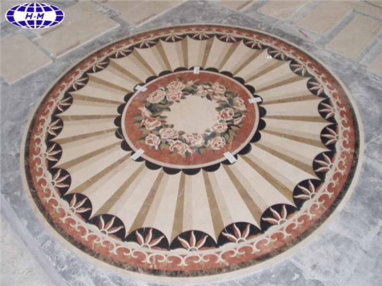 Flower Waterjet Floor Medallions, Custom Marble Tile Medallions