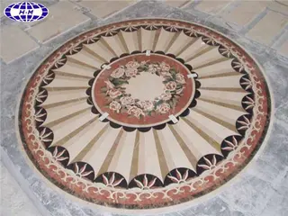 Flower Waterjet Floor Medallions, Custom Marble Tile Medallions