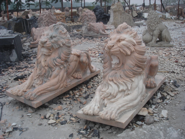 Marble Lion Statues