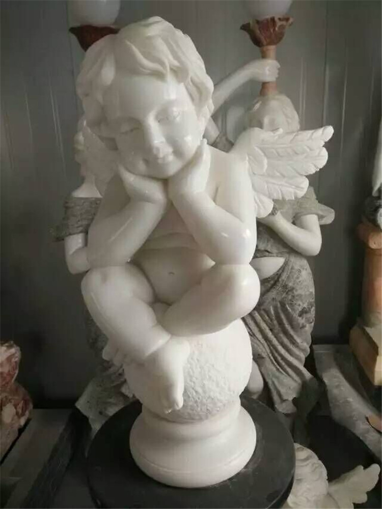 Marble Kid Statue, Boy Angel Statue, Natural Stone Figure Sculpture