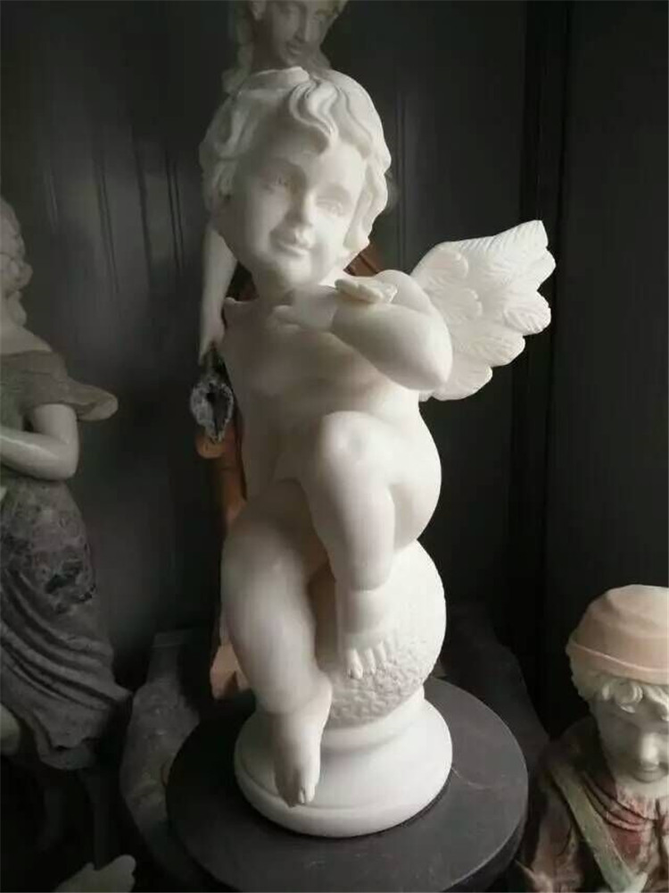 Marble Kid Statue, Boy Angel Statue, Natural Stone Figure Sculpture