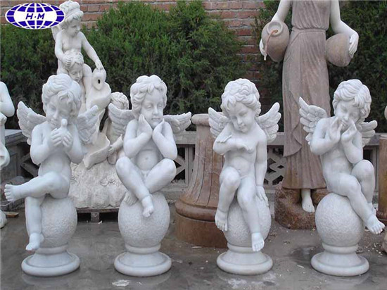 Marble Kid Statue, Boy Angel Statue, Natural Stone Figure Sculpture
