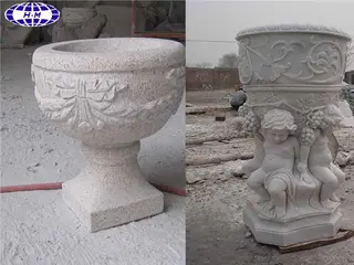 Cast Stone Garden Urn Planters, Large Stone Plant Pots