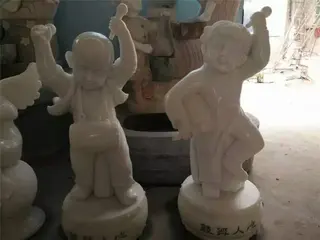 Marble Kid Statue, Boy Angel Statue, Natural Stone Figure Sculpture