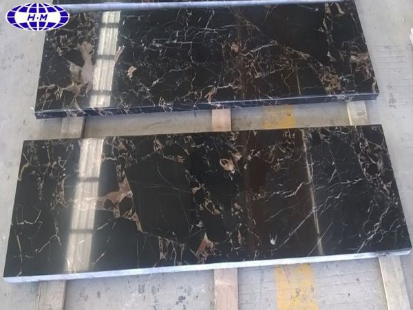 China Black and Gold Marble Stair Treads