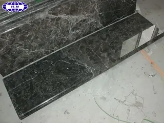 China Dark Grey and White Marble Stair Treads