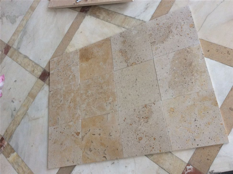 China Tumbled Beige Travertine Floor Tile, Travertine Marble Pavers