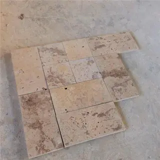 China Tumbled Beige Travertine Floor Tile, Travertine Marble Pavers