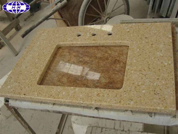 Beige Artificial Marble Bathroom Vanity Hangmao