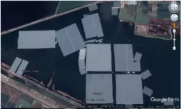 An Aerial View of Floating Solar Farms Causing Safety Concern