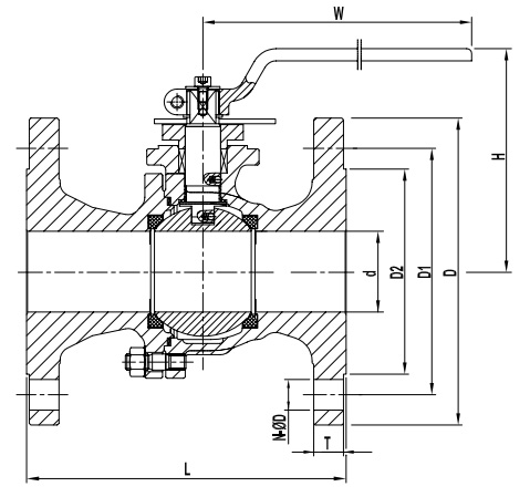 2-Piece Lever Ball Valve, Forged Steel, 300 LB, RF, Side Entry