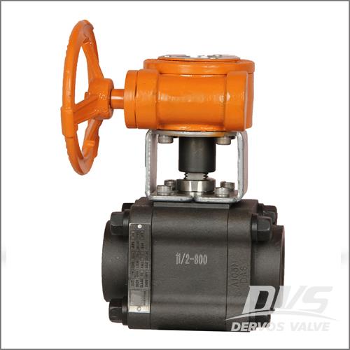 3-Piece Gearbox Ball Valve, ASTM A105N, 1 1/2 Inch, Class 800